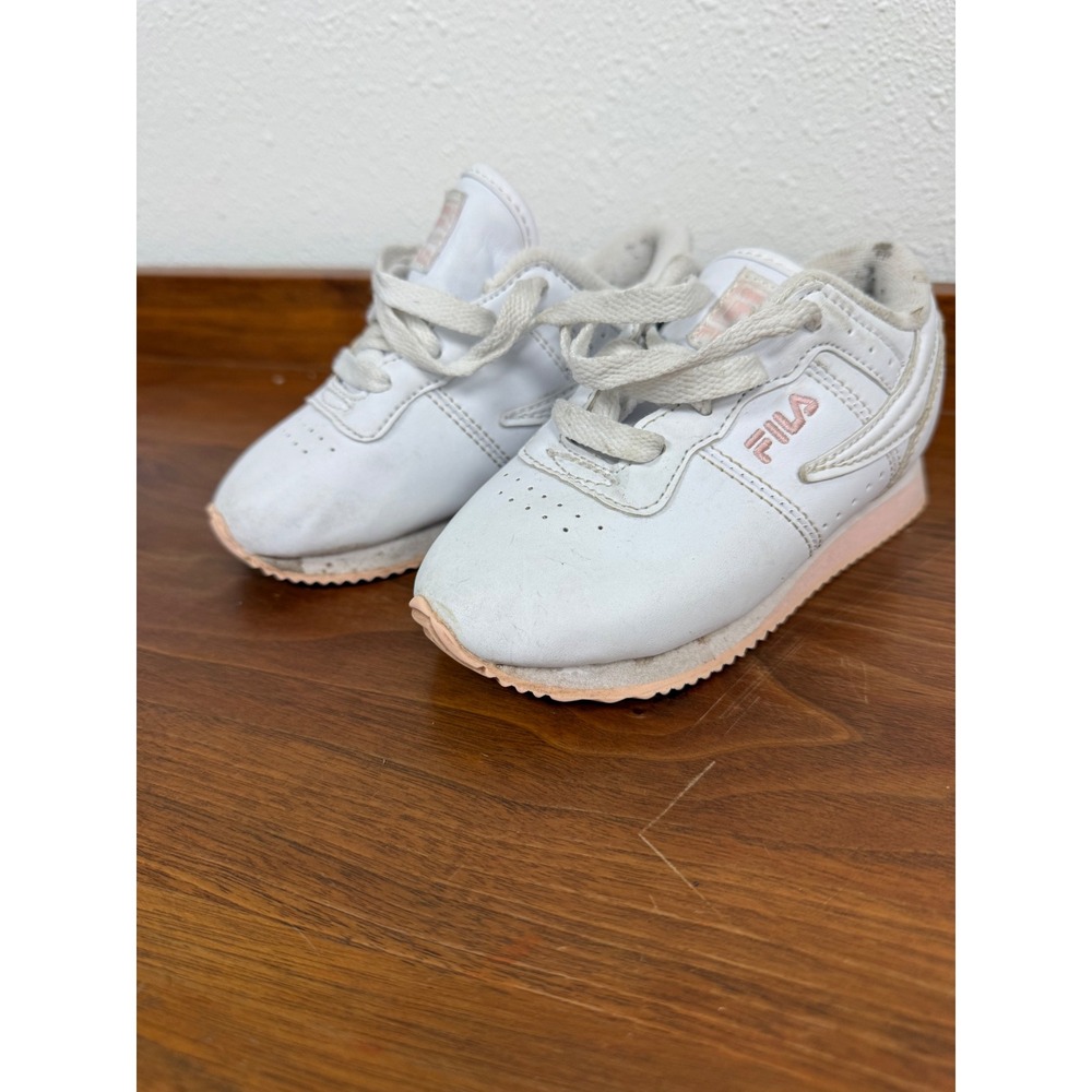 Fila Toddler Girls White Pink Lace Up Sneakers CM00527-155 Size 10 US
